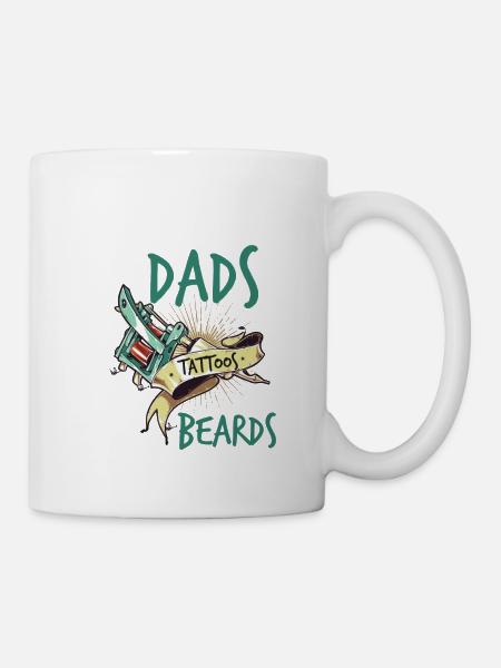 AWESOME DADS HAVE TATTOOS AND BEARDS - Mug - white