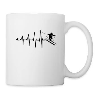 Heartbeat Herzschlag Ski Herzfrequenz - Tasse - Weiß - Rechts