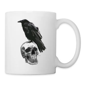Crâne de corbeau - Mug blanc - blanc - Droite