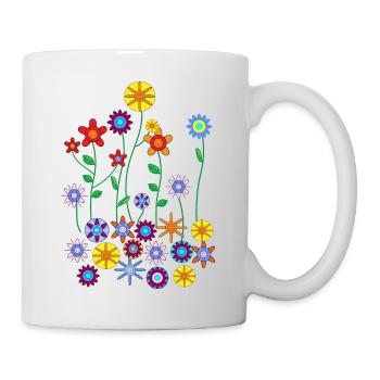 Bunte Blumen - Tasse - Weiß - Rechts
