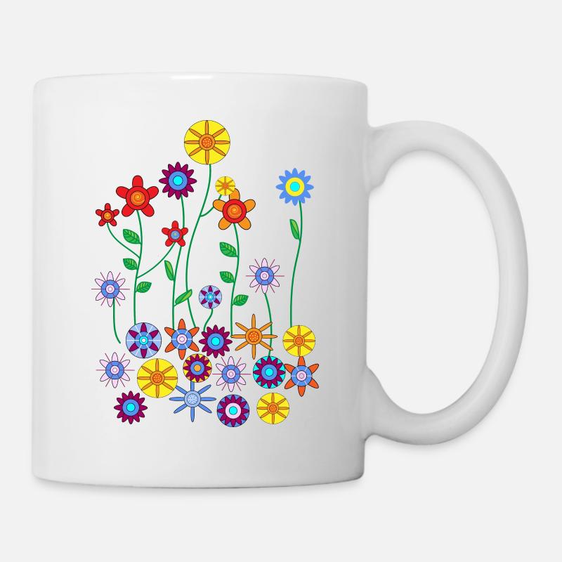 Bunte Blumen - Tasse - Weiß