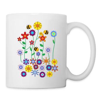 Blumen und Bienen - Tasse - Weiß - Rechts