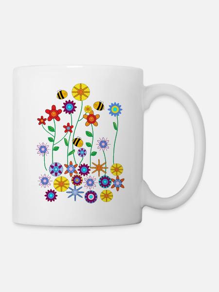 Flowers and bees - Mug - white