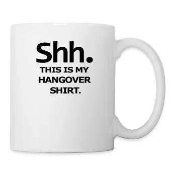 SHH MEIN HANGOVER T-Shirt lustiges Biercollege getrunkenes S - Tasse - Weiß - Rechts
