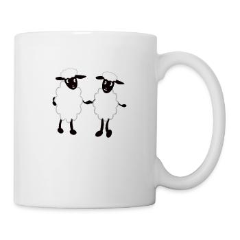 Zwei niedliche Schafe Hand in Hand - Tasse - Weiß - Rechts