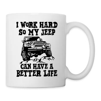Je travaillerai si ma jeep - Mug blanc - blanc - Droite