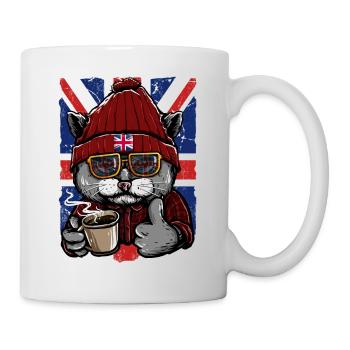 UK Union Jack Flag T-Shirt English England Cats - Mug blanc - blanc - Droite