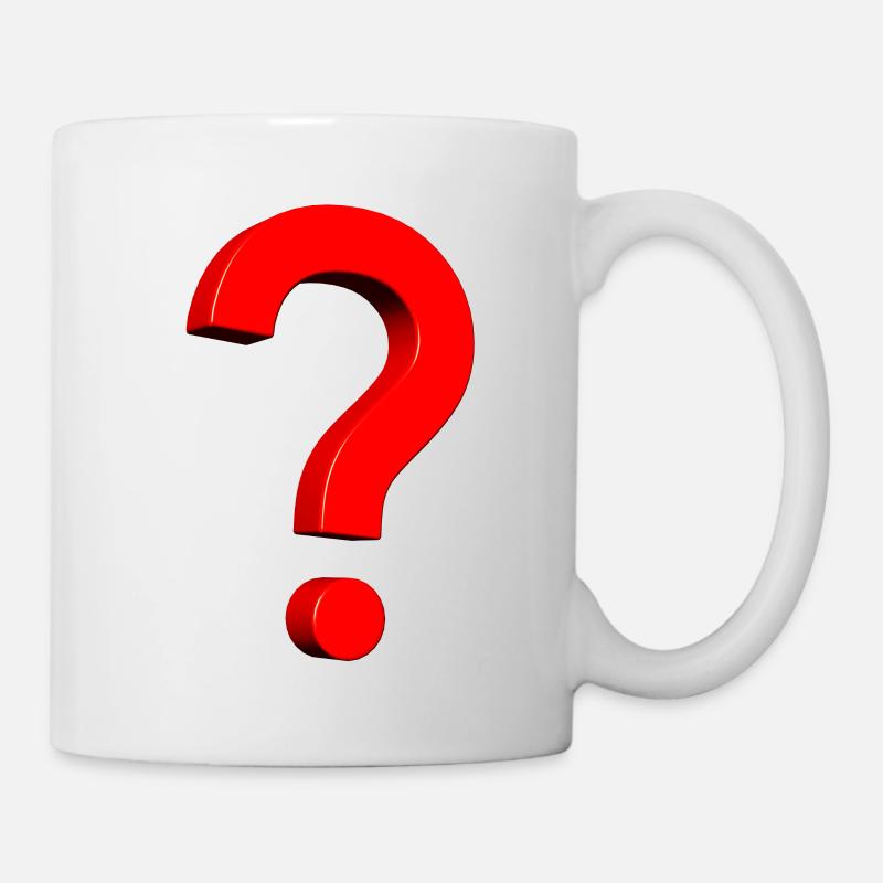 3D Fragezeichen rot - Tasse - Weiß