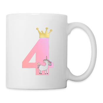 4! Einhorn Krone - personalisierbar - Tasse - Weiß - Rechts