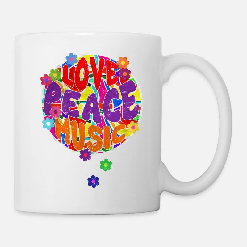 Flower Power Hippie LOVE PEACE MUSIC 2 - Tasse - Weiß