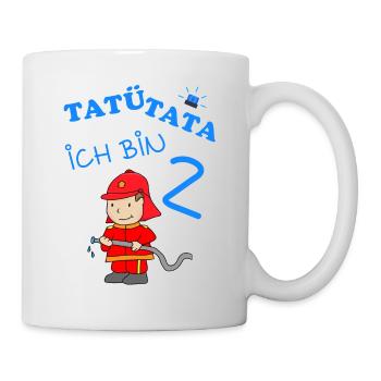 2 Kindergeburtstag mit Feuerwehrmann Geschenk - Tasse - Weiß - Rechts