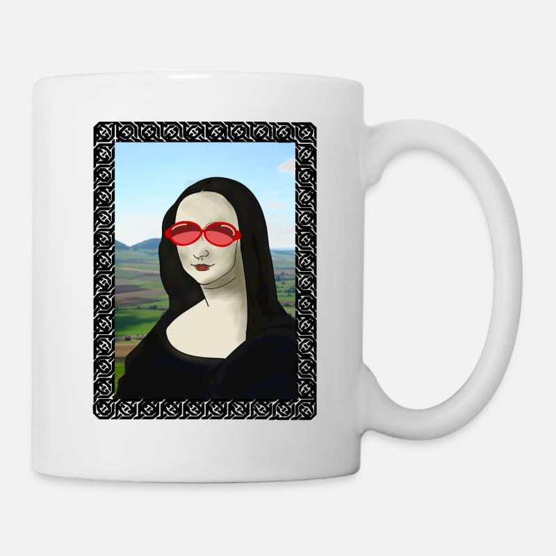 Mona Lisa mit Sonnenbrille - Tasse - Weiß