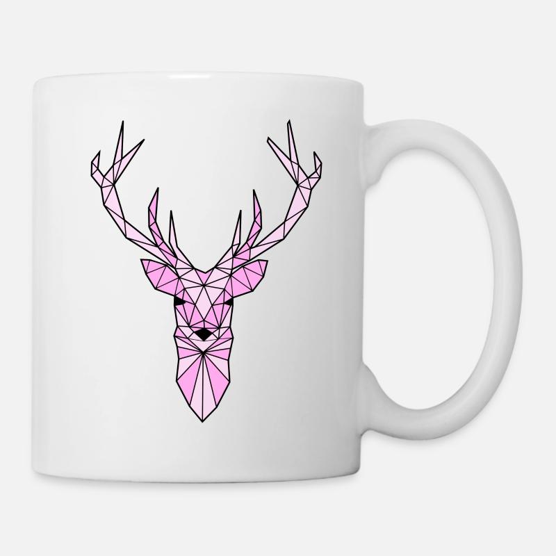 Kunst Hirsch Bock in rosa mit großem Geweih - Tasse - Weiß