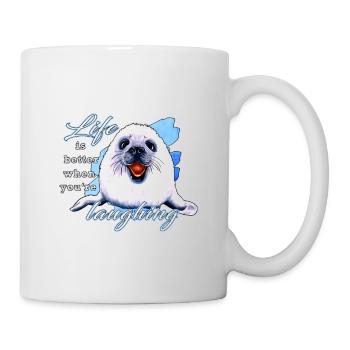 Sceau qui rit Oeuvre de Yolo - Mug blanc - blanc - Droite
