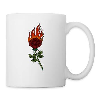 Rose mit Feuer - Tasse - Weiß - Rechts