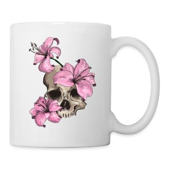 Totenkopf mit Lilien - Tasse - Weiß - Rechts