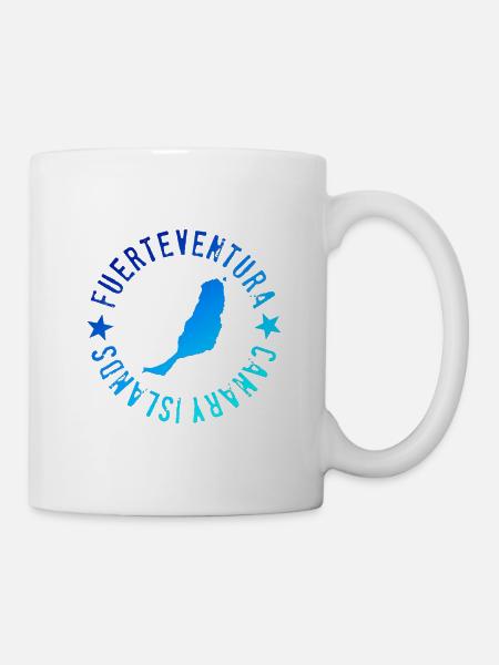 Fuerteventura Insel mit Schriftzug - Tasse - Weiß