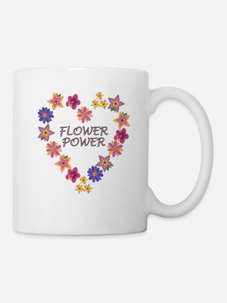 Flower Power Blumen Sommer Frühling bunt - Tasse - Weiß