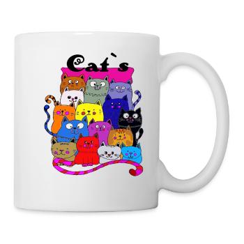 Katzen, Katze, Katzenbande, Mietze Katz, lustig - Tasse - Weiß - Rechts