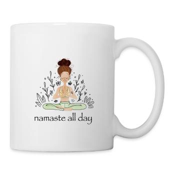 Yoga Namaste Meditation happy Mädchen Spirituell - Tasse - Weiß - Rechts