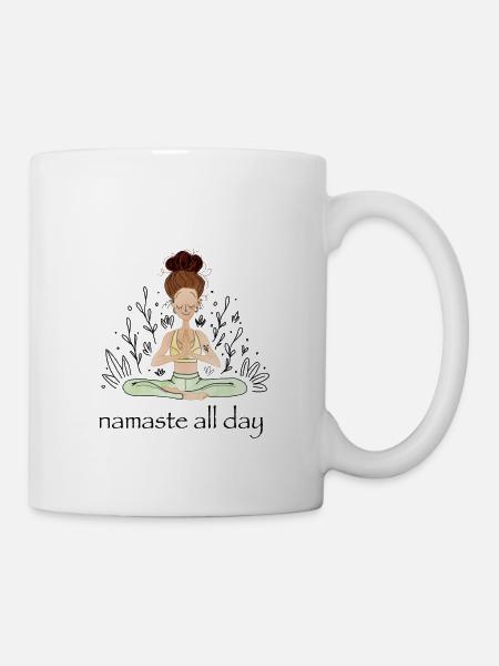 Yoga namaste méditation fille heureuse spirituelle - Mug blanc - blanc
