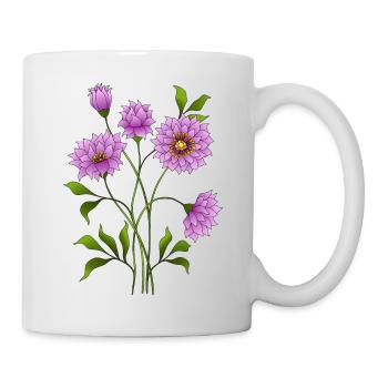 Bunte Blumen - Tasse - Weiß - Rechts