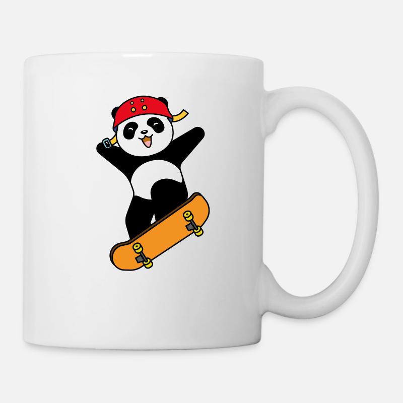 Skateboard Skater Panda Skates Rollboard Gift - Mug blanc - blanc