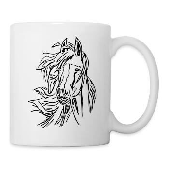 Pferd - Kopf Vector - Tasse - Weiß - Rechts