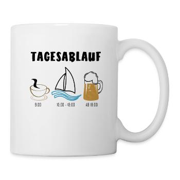 Tagesablauf Kaffee Segeln Bier Geschenkidee - Tasse - Weiß - Rechts