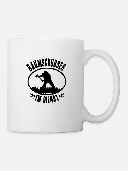 Baumschubser Holzfäller Papa Shirt Lustig Spruch - Tasse - Weiß