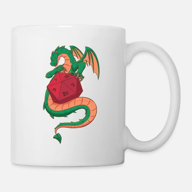 Dragon & D20 (Rollenspiele) - Tasse - Weiß