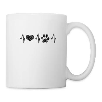 Herzschlag Herzfrequenz Hunde Vierbeiner Pfote - Tasse - Weiß - Rechts