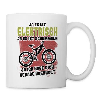 E-Bike Fahrrad Mountainbike witzig Spruch Geschenk - Tasse - Weiß - Rechts
