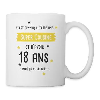 Super Cousine 18 ans Anniversaire Cadeau Drôle - Mug blanc - blanc - Droite