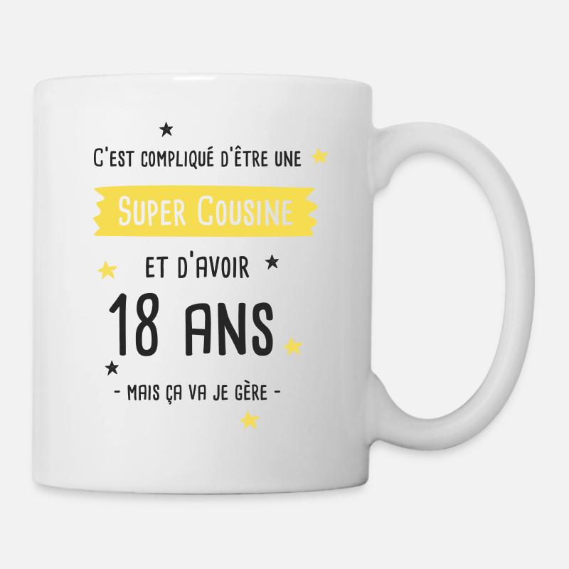 Super Cousine 18 ans Anniversaire Cadeau Drôle - Mug blanc - blanc