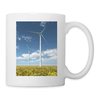 Wind turbines with sunflowers - Mug - white - Right
