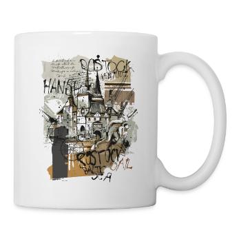 Rostock Collage braun - Tasse - Weiß - Rechts
