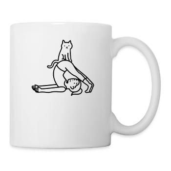 Yoga Meditation Frau Katze - Tasse - Weiß - Rechts