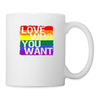 Aime qui tu veux flag LGBT LGBTQ Shirt Gay - Mug blanc - blanc - Droite