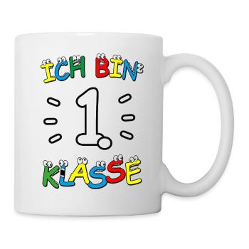 Ich bin 1. Klasse - Schulanfänger 🔴🔵🟢🟡 - Tasse - Weiß - Rechts