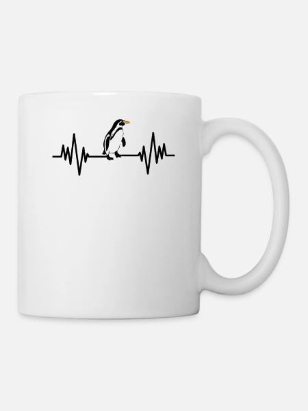 Herzschlag Pinguin - Tasse - Weiß