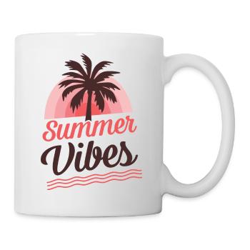 Summer vibes - sunset, palm trees and the sea - Mug - white - Right