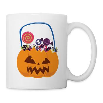 Kürbis mit Süßigkeiten - Tasse - Weiß - Rechts