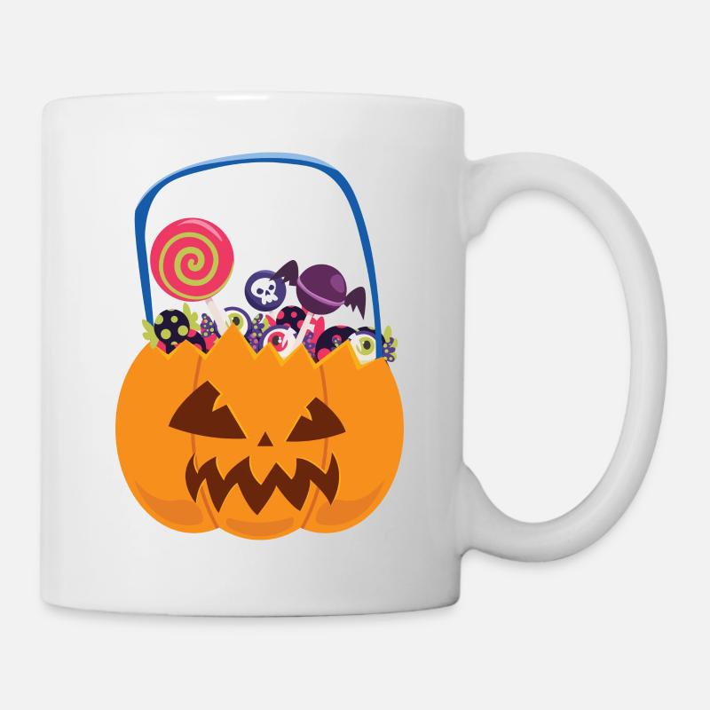 Kürbis mit Süßigkeiten - Tasse - Weiß