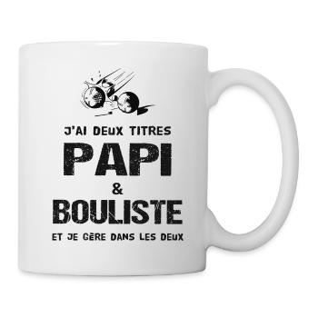 Papi papy bouliste père pétanque joueur aux boules - Mug blanc - blanc - Droite