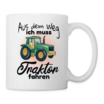 Kinder Traktor fahren Spruch - Tasse - Weiß - Rechts