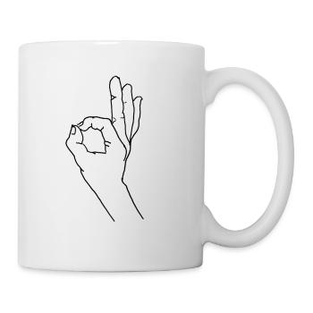 Handzeichen OK Zeichnung - Tasse - Weiß - Rechts