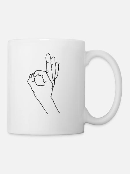 Hand signal OK drawing - Mug - white