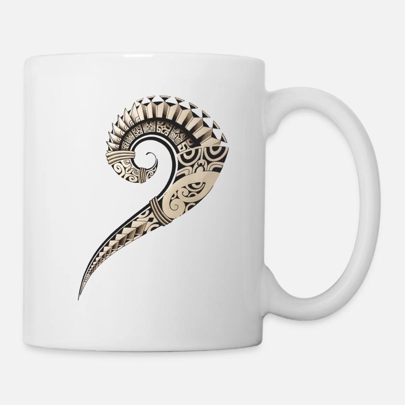 Polynesische Hakenrippen - Tasse - Weiß