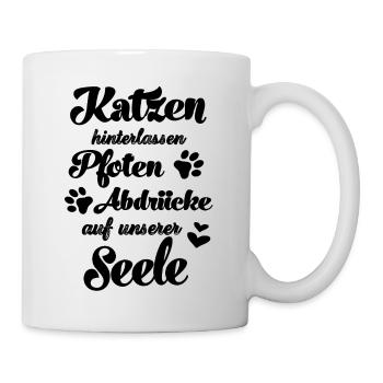 Katzen hinterlassen Pfoten Abdrücke auf Seele - Tasse - Weiß - Rechts